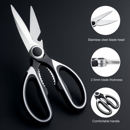 Multifunction Kitchen Scissors - Chicken Bone Meat Vegetable Cutter Nutcracker Bottle Openers Tools, 1 Pcs
